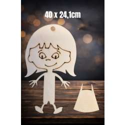 Dziewczynka 40cm, zarys, z otworem, sklejka 3mm